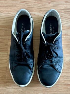 Cole Haan Men’s Black Leather Sneakers with White Trim M12